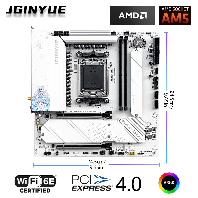 JGINYUE B650M 스노우 드림 WiFi 마더보드 - Ddr5 Rgb Ram 리뷰 및 가격